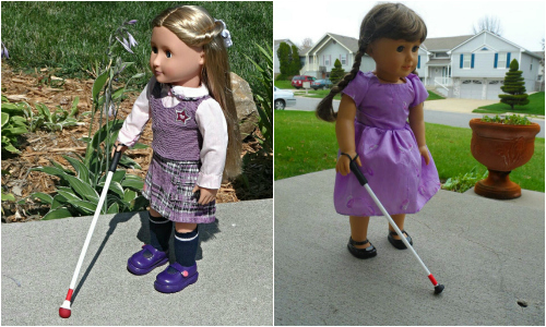 American Girl dolls with white canes