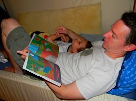 Daddy reading Goodnight Moon to Ivan