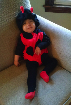 Shelby dressed up as a ladybug