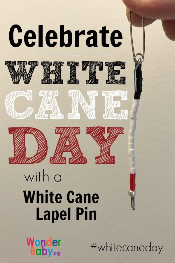 Celebrate White Cane Day with a white cane lapel pin