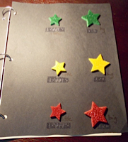 foam star stickers on a page