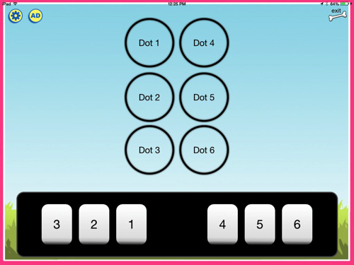 Exploring Braille with Madilyn and Ruff iPad app braille cells