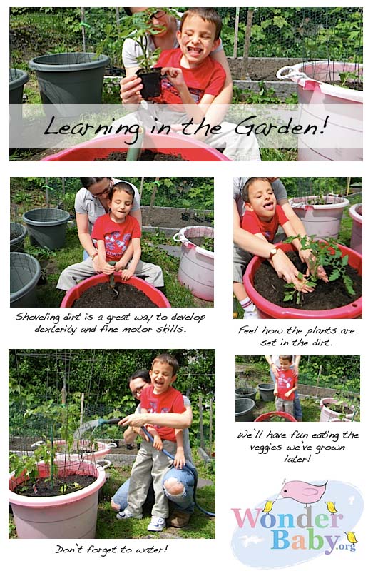 Gardening with a blind child