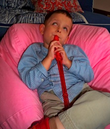 Ivan playing the recorder.