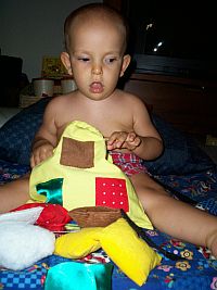 Ivan getting ready to play with his texture bag.