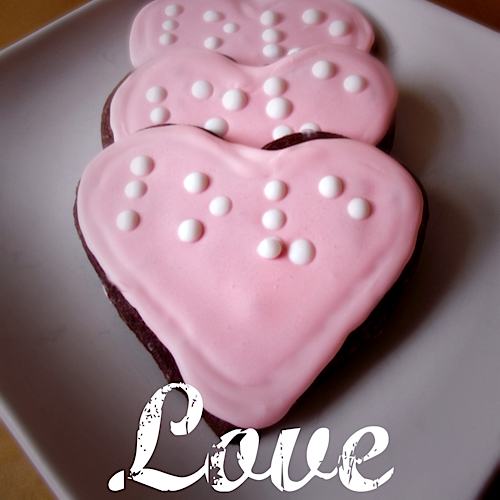 print and braille 'love' heart shaped cookies