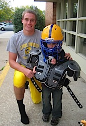 Patrick and David playing football