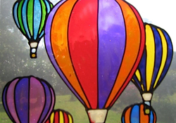 Painted plastic hot air balloon suncatchers
