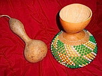 A shakere made from a gourd