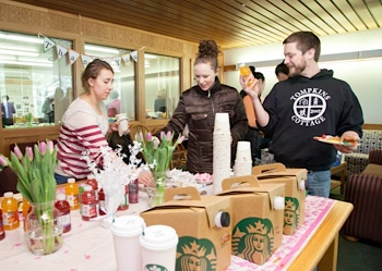 staff at the food table