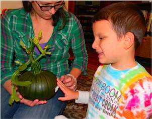 touching the teeth in the pumpkin