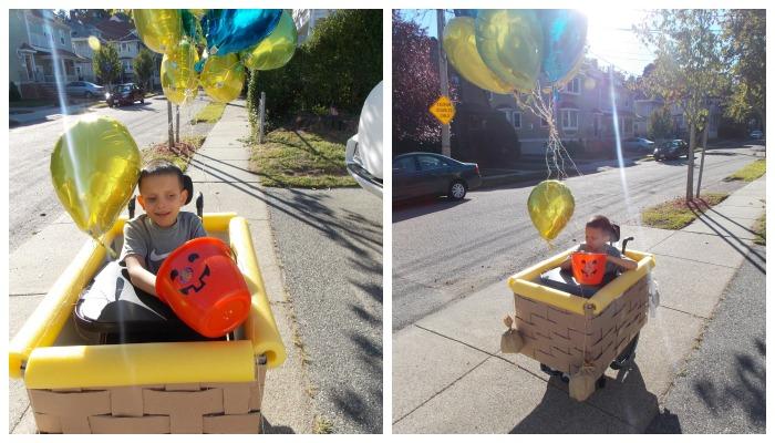 Ivan in his hot air balloon halloween wheelchair costume