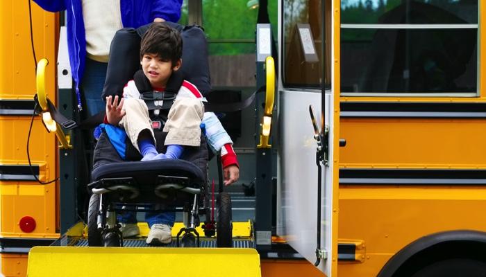 boy on a school bus