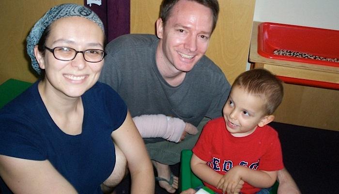 Ivan and family at first day of preschool