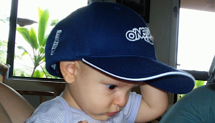 Ivan in his dad's hat
