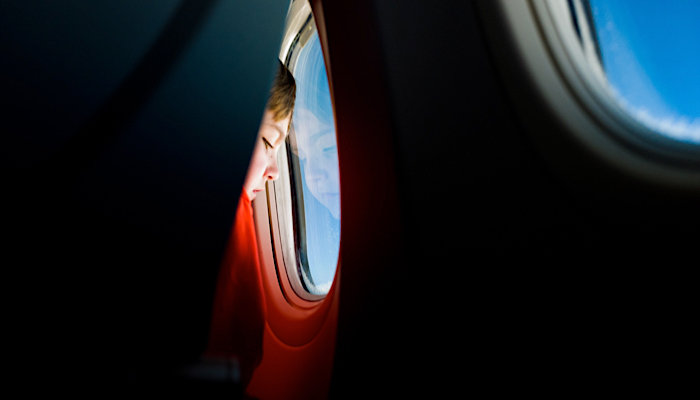 child on an airplane