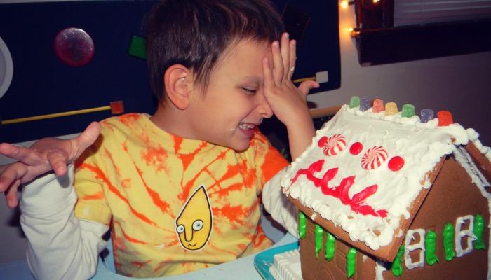 Ivan with his gingerbread house