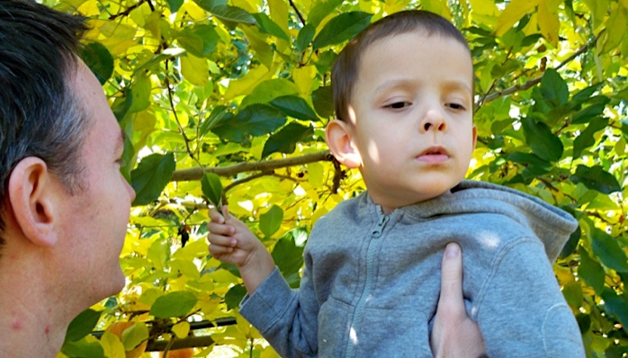 ivan touching a tree