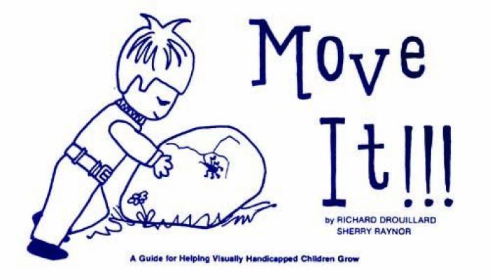 cartoon of little boy pushing a rock with Move It! text