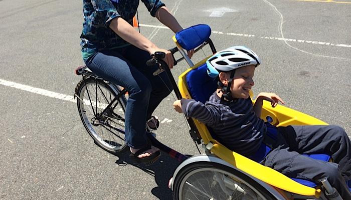 Riding a tandem bike