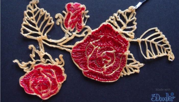 A rose necklace made with the 3Doodler