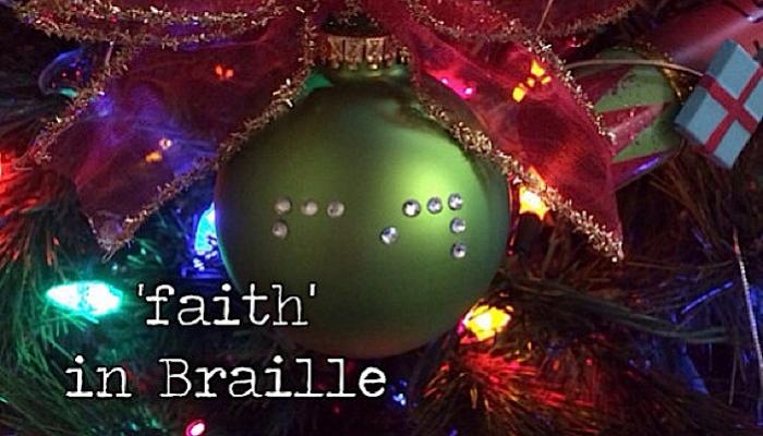 Ornament with faith in braille