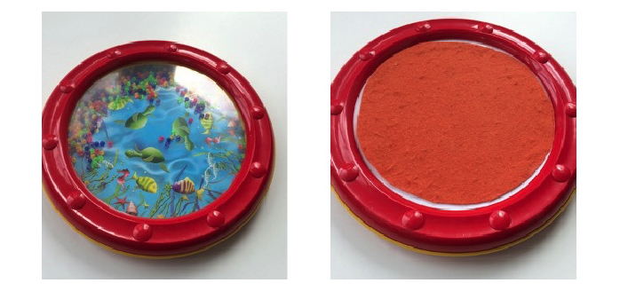 orange felt added to an ocean drum