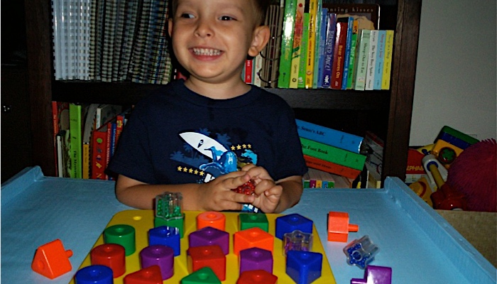 Ivan with his giant pegboard