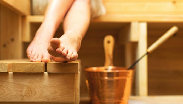 woman in a sauna