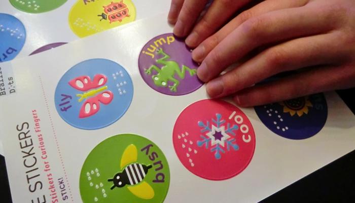 reading the braille on tactile stickers