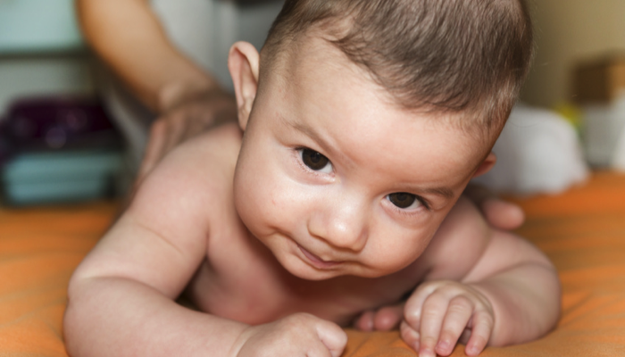 blind baby crawling