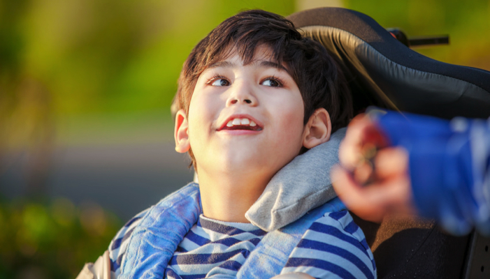 boy in his wheelchair