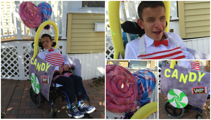 Ivan in his candy man wheelchair costume