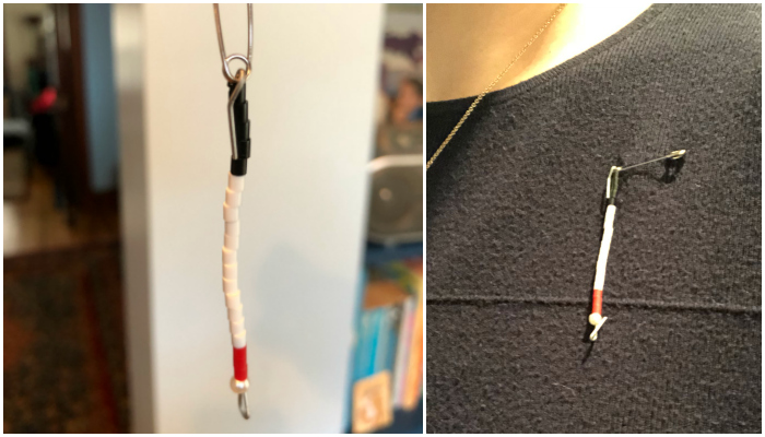 Make your own white cane lapel pin with beads