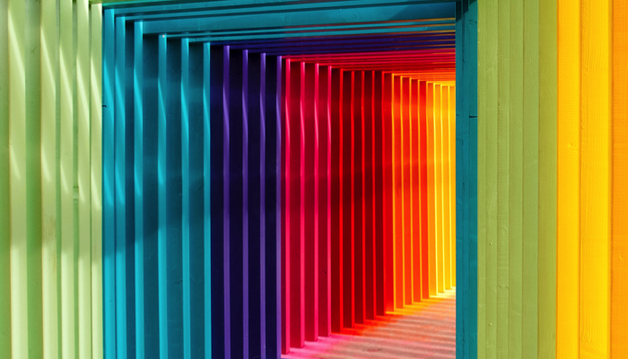 colorful doorway in rainbow colors