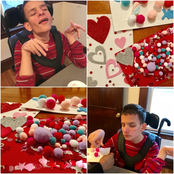 Ivan making his valentines