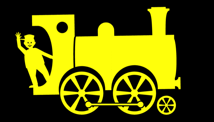 Yellow train on a black background
