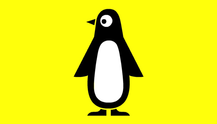 black penguin on a yellow background