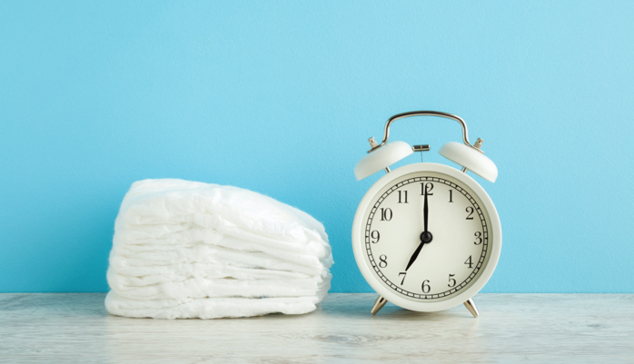 diapers and a clock