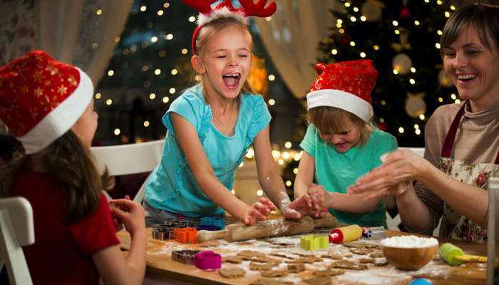 A family baking cookies together