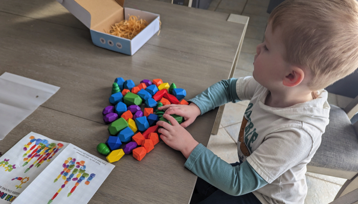 Wooden stacking rocks.