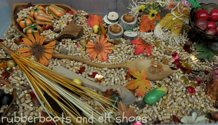 Fall sensory table idea.