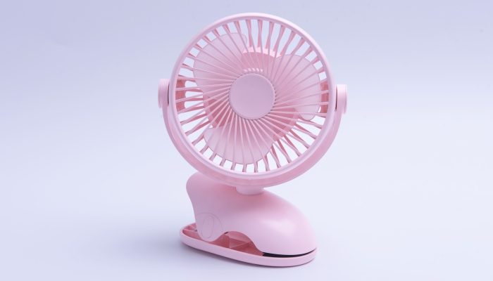 Clamp pink portable fan.