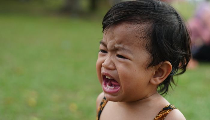 Pacific Islander girl throwing tantrum.