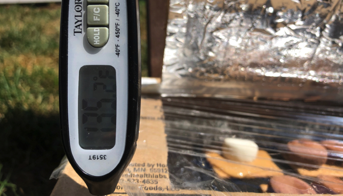 Solar oven temperature.