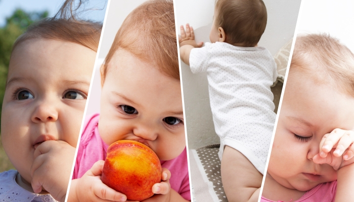 Collage,Baby,Playing,Eating,Sleeping.Healthy,Baby,Grows,And,Develops
