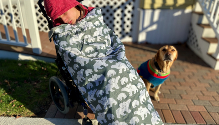 Ivan bundled in his wheelchair blanket.