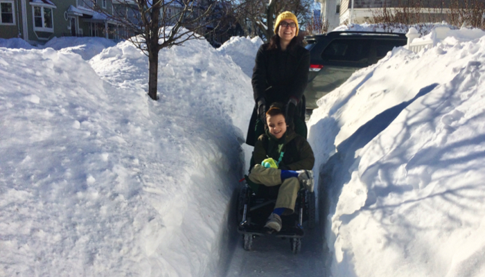 Ivan and mom in the snow.