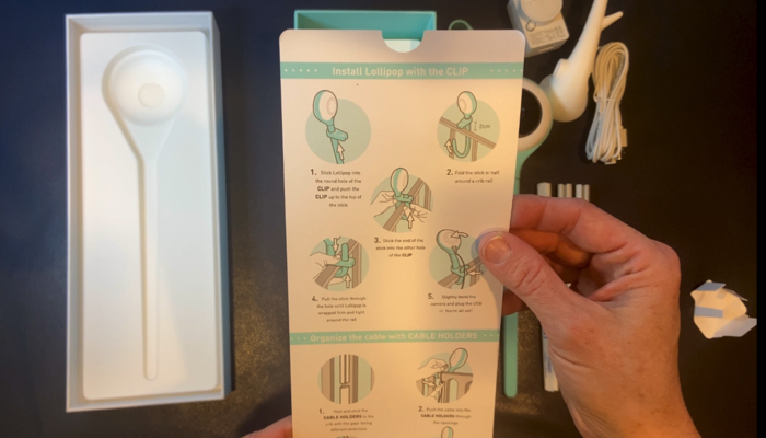 Directions showing how to set up the Lollipop baby camera.