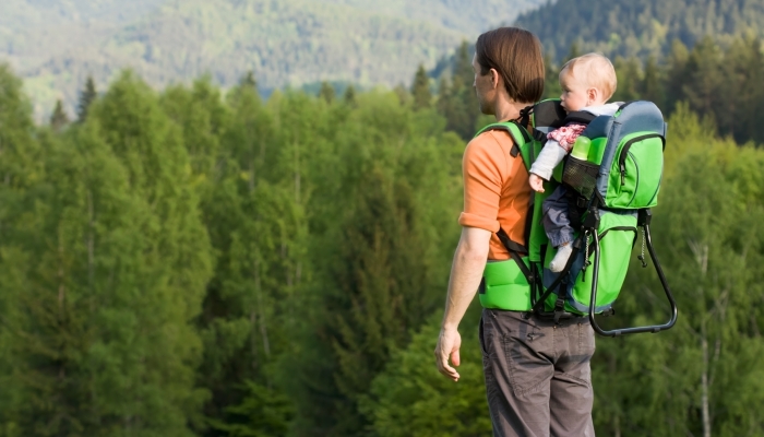 Dad and Child in Baby Hiking.